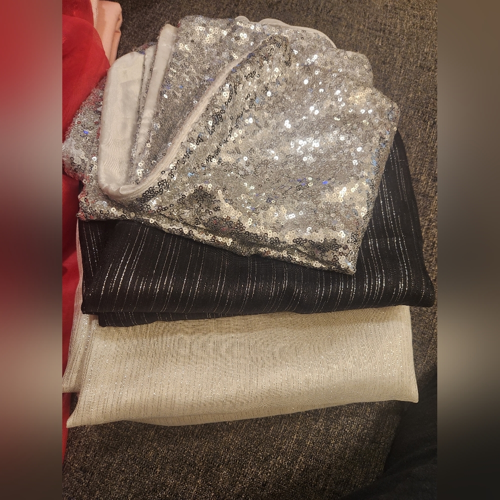 Curtains with pillow cases. Black white and silver sequins